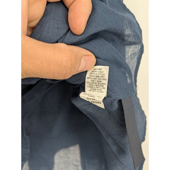 Y2K Banana Republic Midi Full Skirt Women Size 10 100% Linen Pleated Academia - Picture 11 of 12